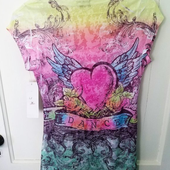Cool "Dance" Winged Heart Graphics Tee - New! - Picture 2 of 2